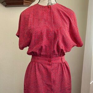 Daniel Hechter Red Flower Print Button Down Dress